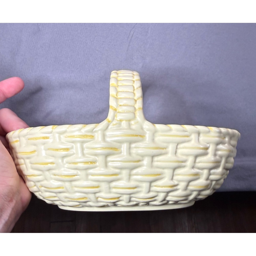 Royal Haeger Yellow Basketweave Ceramic Planter Basket R310 USA Vintage